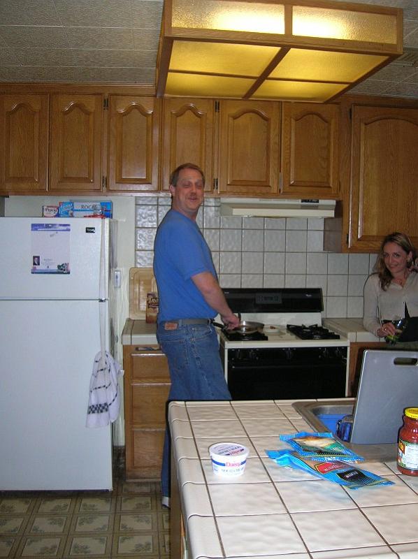 DSCN0538 Here's Rob cooking dinner on Friday night.